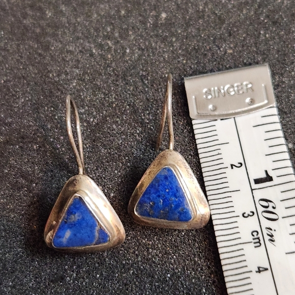Vintage Clyde Duneier CID Sterling Silver 925 Lapis Drop Dangle Hook Earrings - Picture 1 of 4